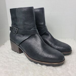 Sorel Cate Womens Boots Size 12 Black Leather Buckle Zip Boot Shoes NL3709-010